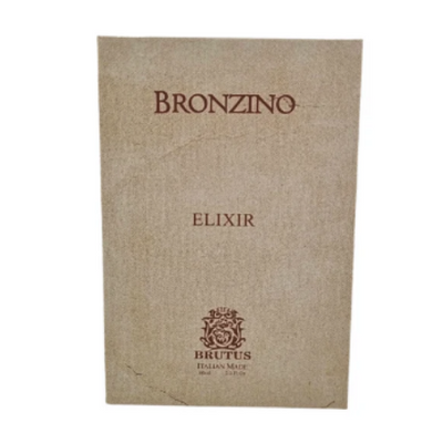 Brown paper bag with 'Bronzino' and 'Elixir' text on a white background