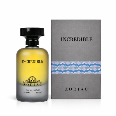 Zodiac 'Incredible' perfume bottle and packaging on a white background