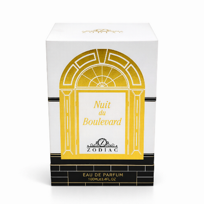 Zodiac Nuit du Boulevard perfume packaging on a white background
